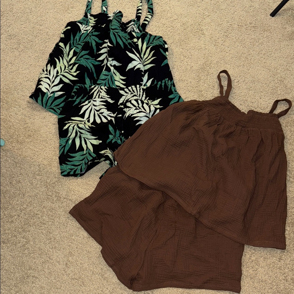 Leaf Print and Brown Pajama Set